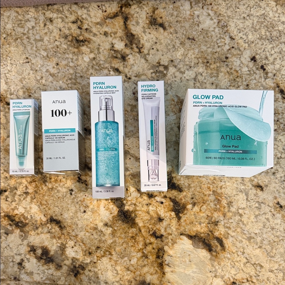 ANUA Skincare set. 5 pieces. All NEW and sealed in boxes. Expires 2028.